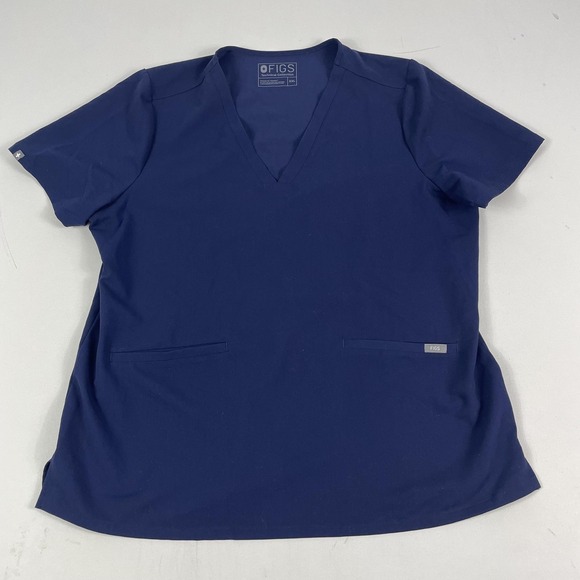 Figs Tops - FIGS Shirt Womens XXL Blue V-Neck Short Sleeve Technical Scrub Top Medical‎